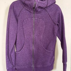 Lululemon Vibrant Purple Zip-Up Hoodie with cowl neck